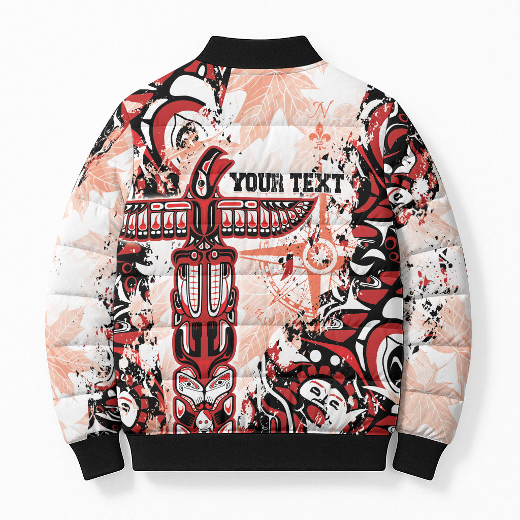 Canada Indigenous Haida Art Personalized Bomber Puffer Jacket True North