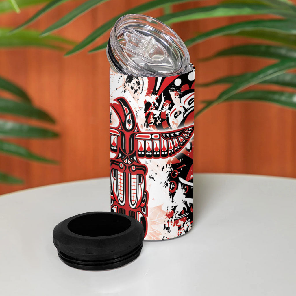 Canada Indigenous Haida Art 4 in 1 Can Cooler Tumbler True North