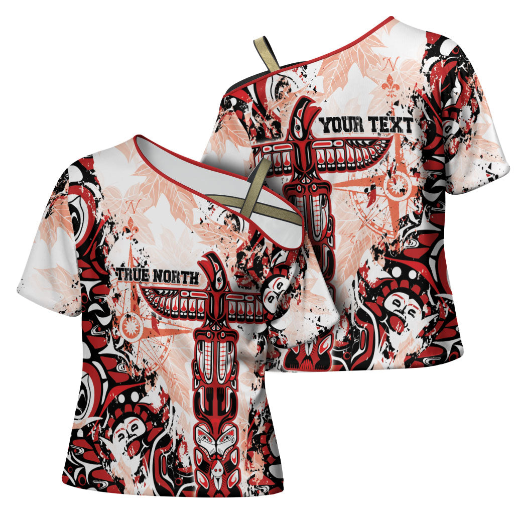 Canada Indigenous Haida Art Personalized Cross Shoulder Shirt True North