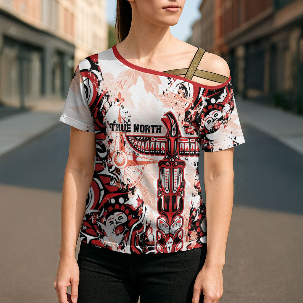 Canada Indigenous Haida Art Personalized Cross Shoulder Shirt True North