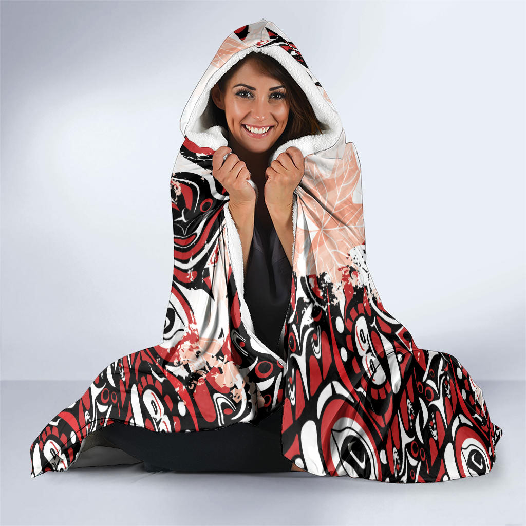Canada Indigenous Haida Art Hooded Blanket True North