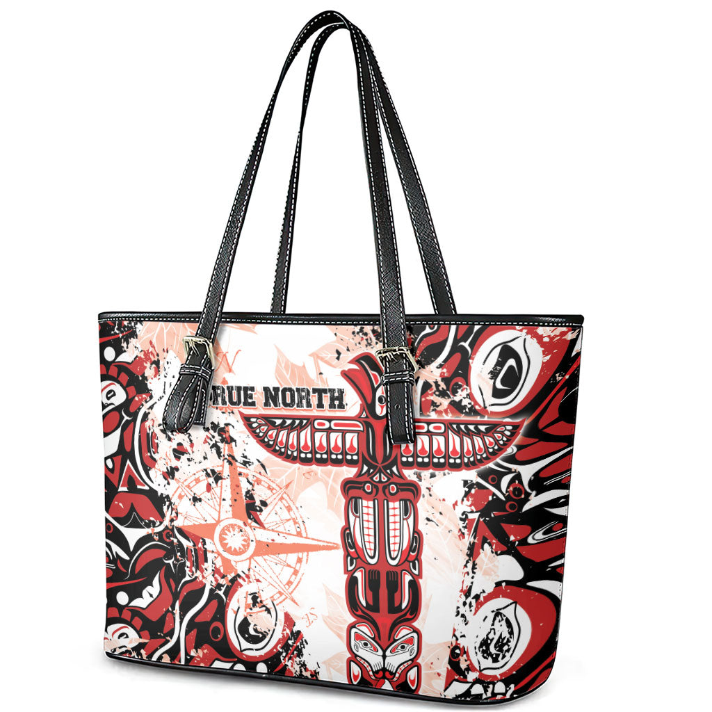 Canada Indigenous Haida Art Leather Tote Bag True North