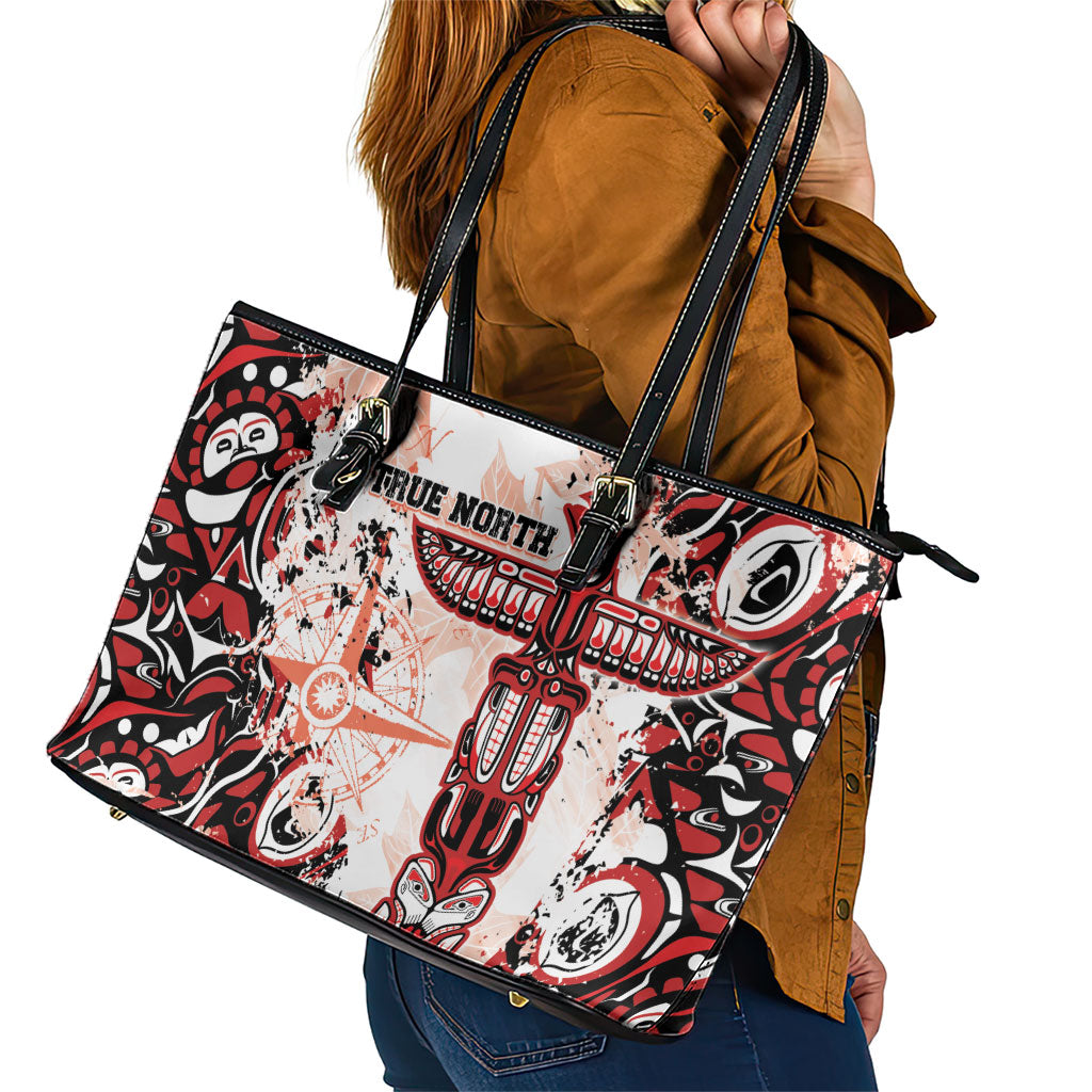 Canada Indigenous Haida Art Leather Tote Bag True North