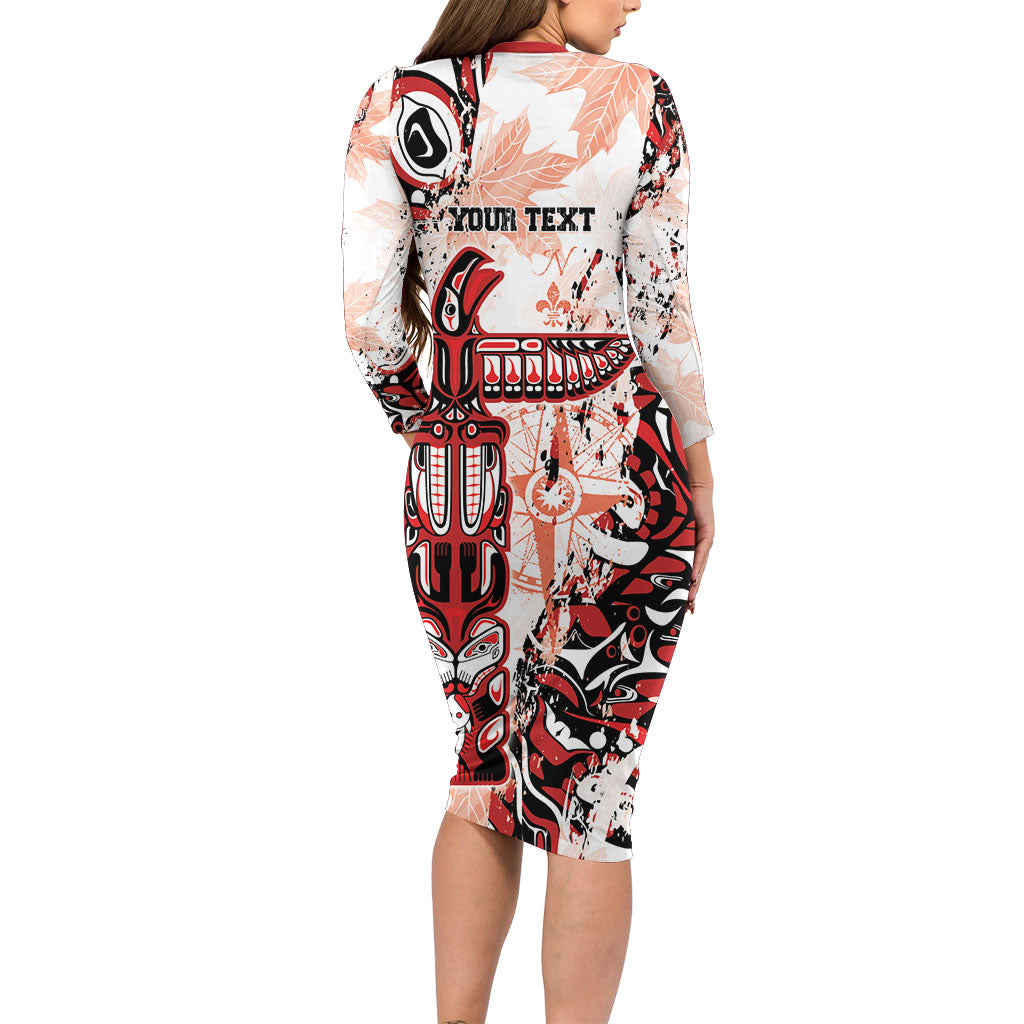 Canada Indigenous Haida Art Personalized Long Sleeve Bodycon Dress True North