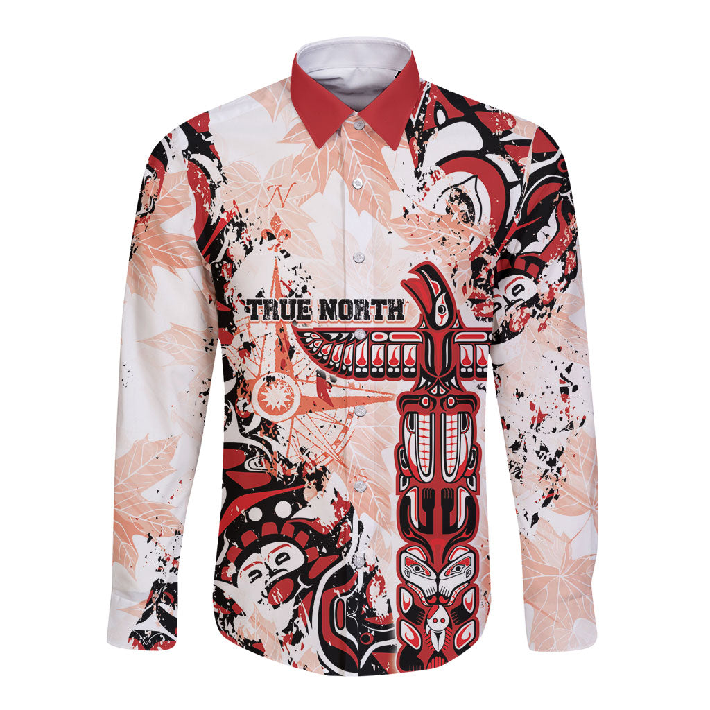 Canada Indigenous Haida Art Personalized Long Sleeve Button Shirt True North