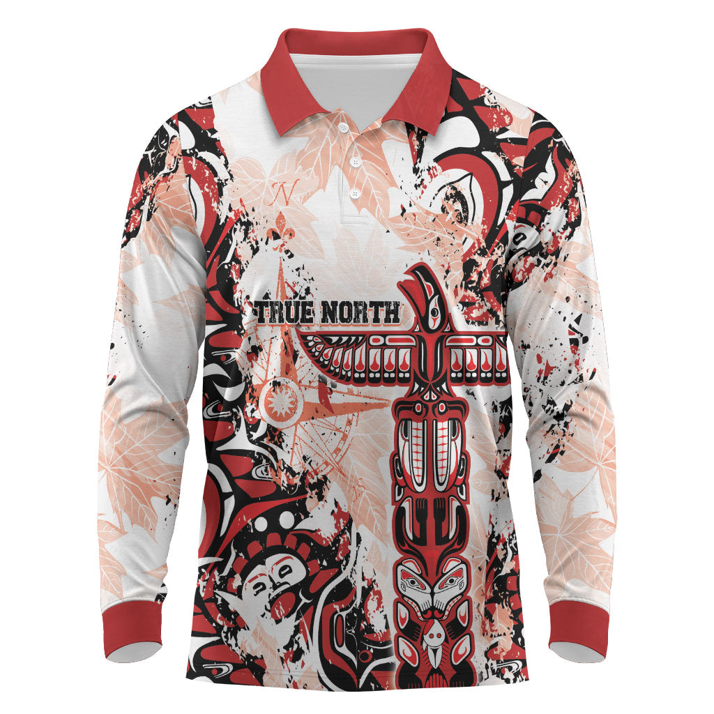Canada Indigenous Haida Art Personalized Long Sleeve Polo Shirt True North