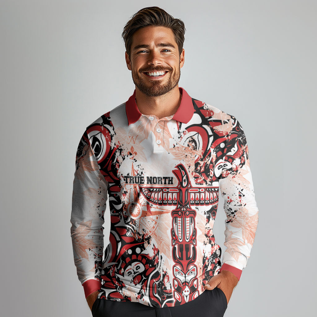 Canada Indigenous Haida Art Personalized Long Sleeve Polo Shirt True North