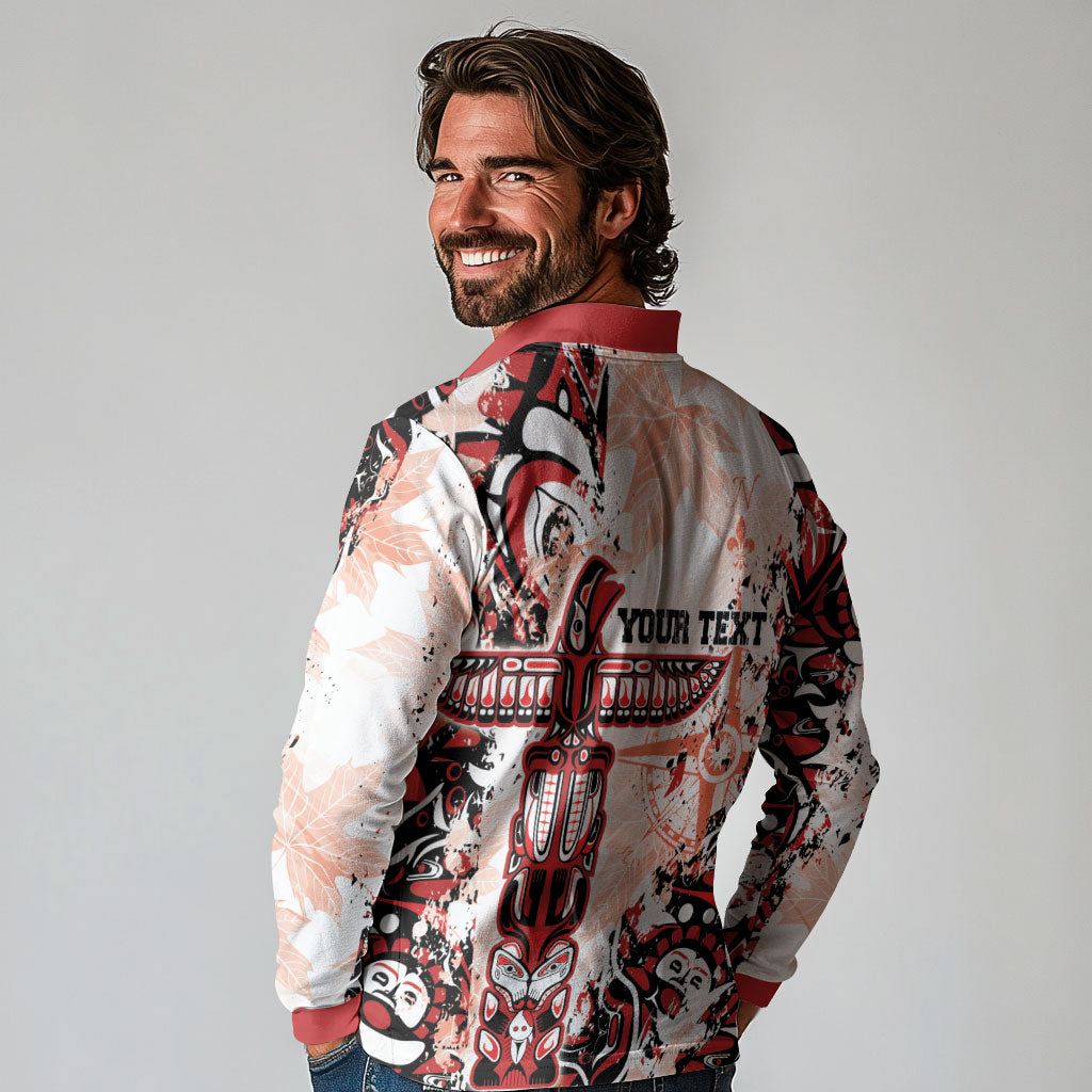 Canada Indigenous Haida Art Personalized Long Sleeve Polo Shirt True North