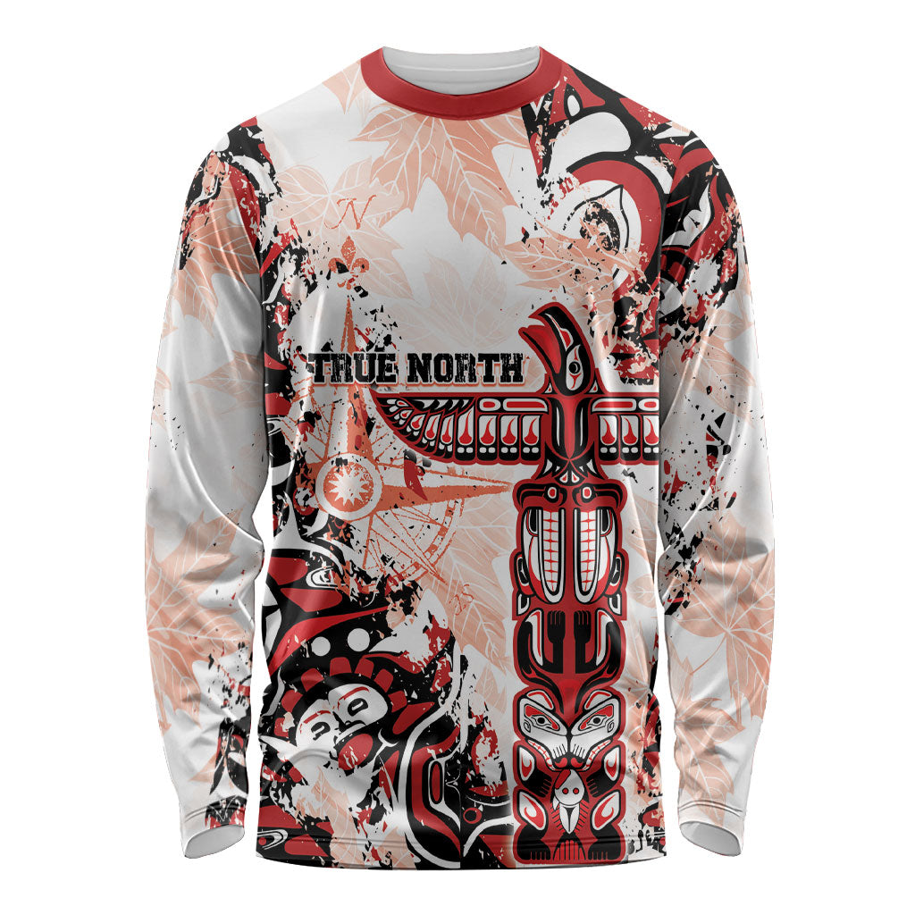Canada Indigenous Haida Art Personalized Long Sleeve Shirt True North