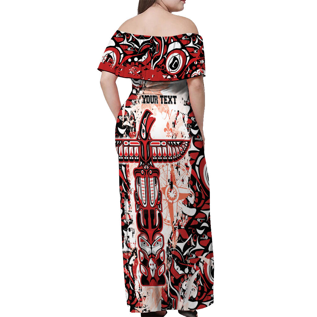 Canada Indigenous Haida Art Personalized Off Shoulder Maxi Dress True North