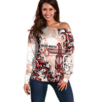 Canada Indigenous Haida Art Personalized Off Shoulder Sweater True North