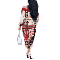 Canada Indigenous Haida Art Personalized Off The Shoulder Long Sleeve Dress True North