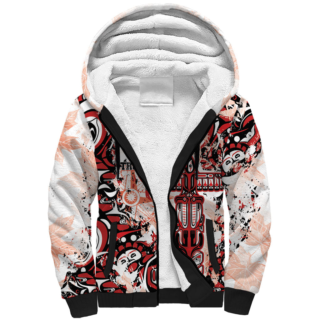Canada Indigenous Haida Art Personalized Sherpa Hoodie True North