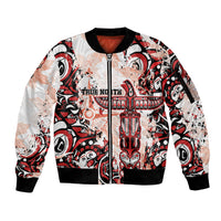 Canada Indigenous Haida Art Personalized Sleeve Zip Bomber Jacket True North