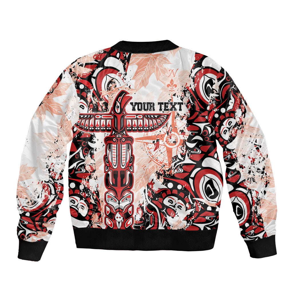 Canada Indigenous Haida Art Personalized Sleeve Zip Bomber Jacket True North