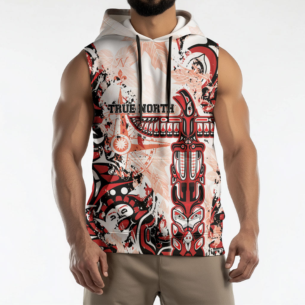 Canada Indigenous Haida Art Personalized Sleeveless Hoodie True North