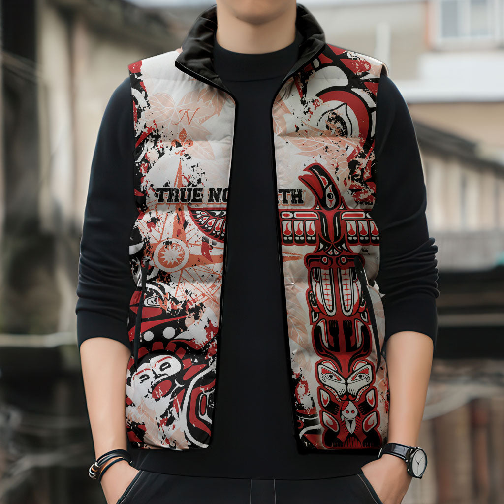 Canada Indigenous Haida Art Personalized Sleeveless Puffer Jacket True North
