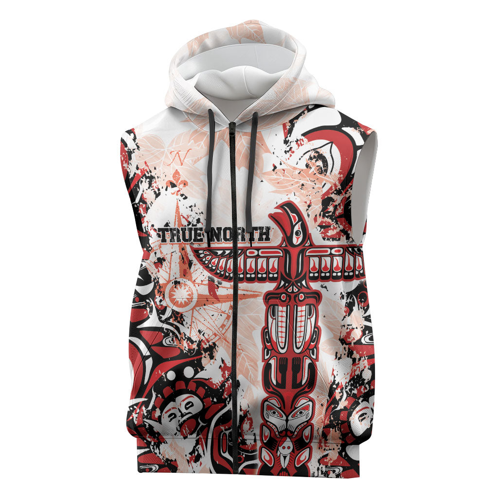 Canada Indigenous Haida Art Personalized Sleeveless Zip Hoodie True North