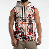 Canada Indigenous Haida Art Personalized Sleeveless Zip Hoodie True North