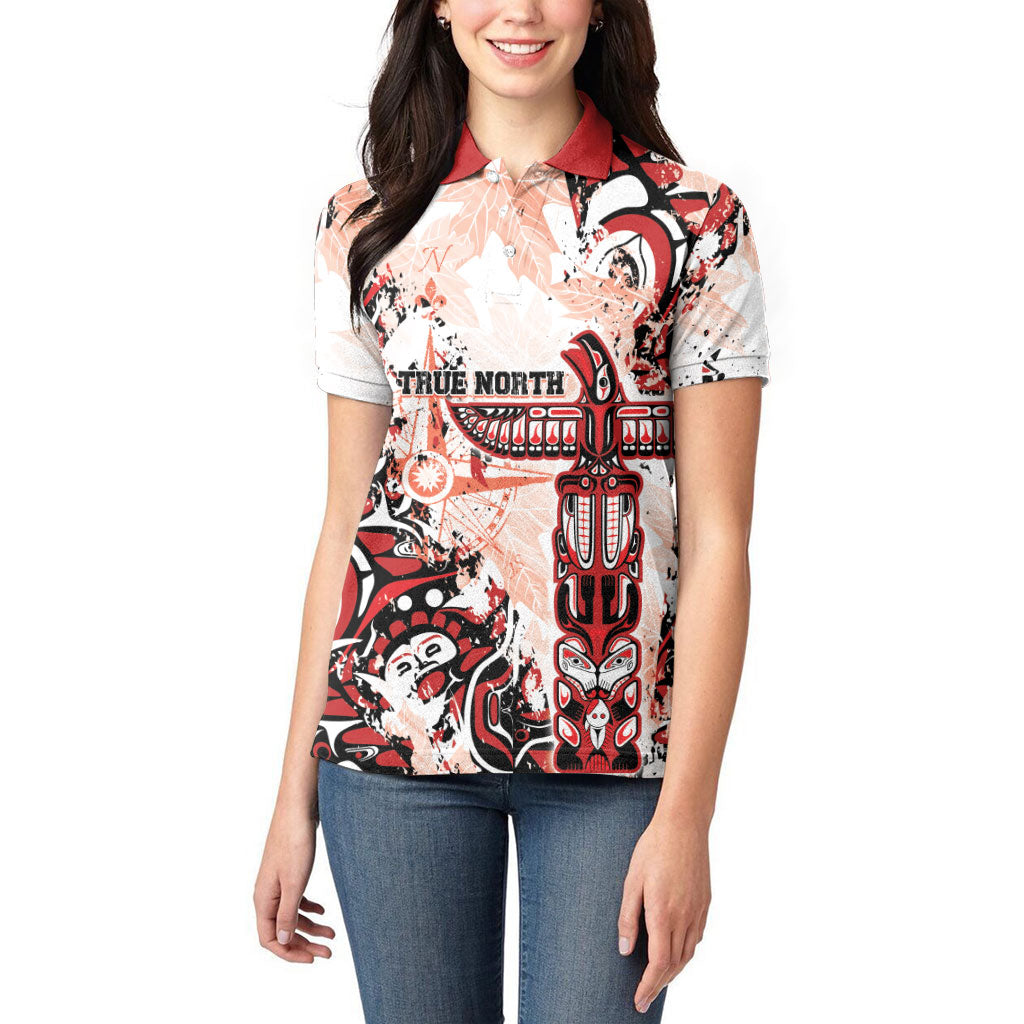 Canada Indigenous Haida Art Personalized Women Polo Shirt True North