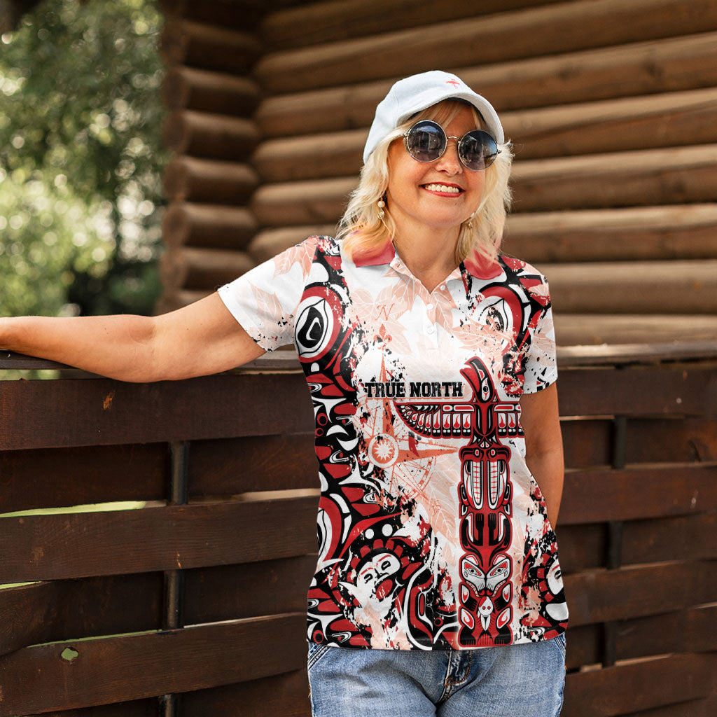 Canada Indigenous Haida Art Personalized Women Polo Shirt True North