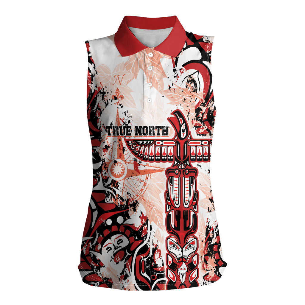 Canada Indigenous Haida Art Personalized Women Sleeveless Polo Shirt True North
