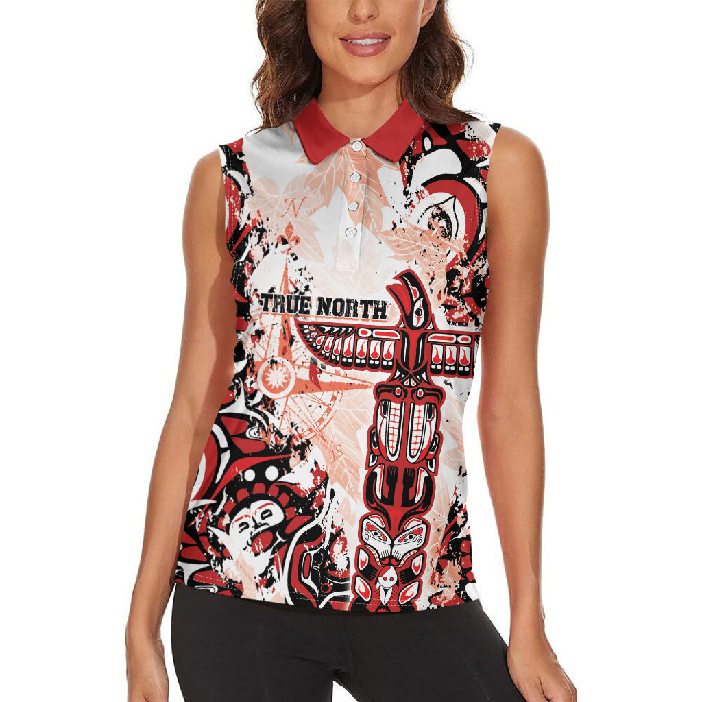Canada Indigenous Haida Art Personalized Women Sleeveless Polo Shirt True North