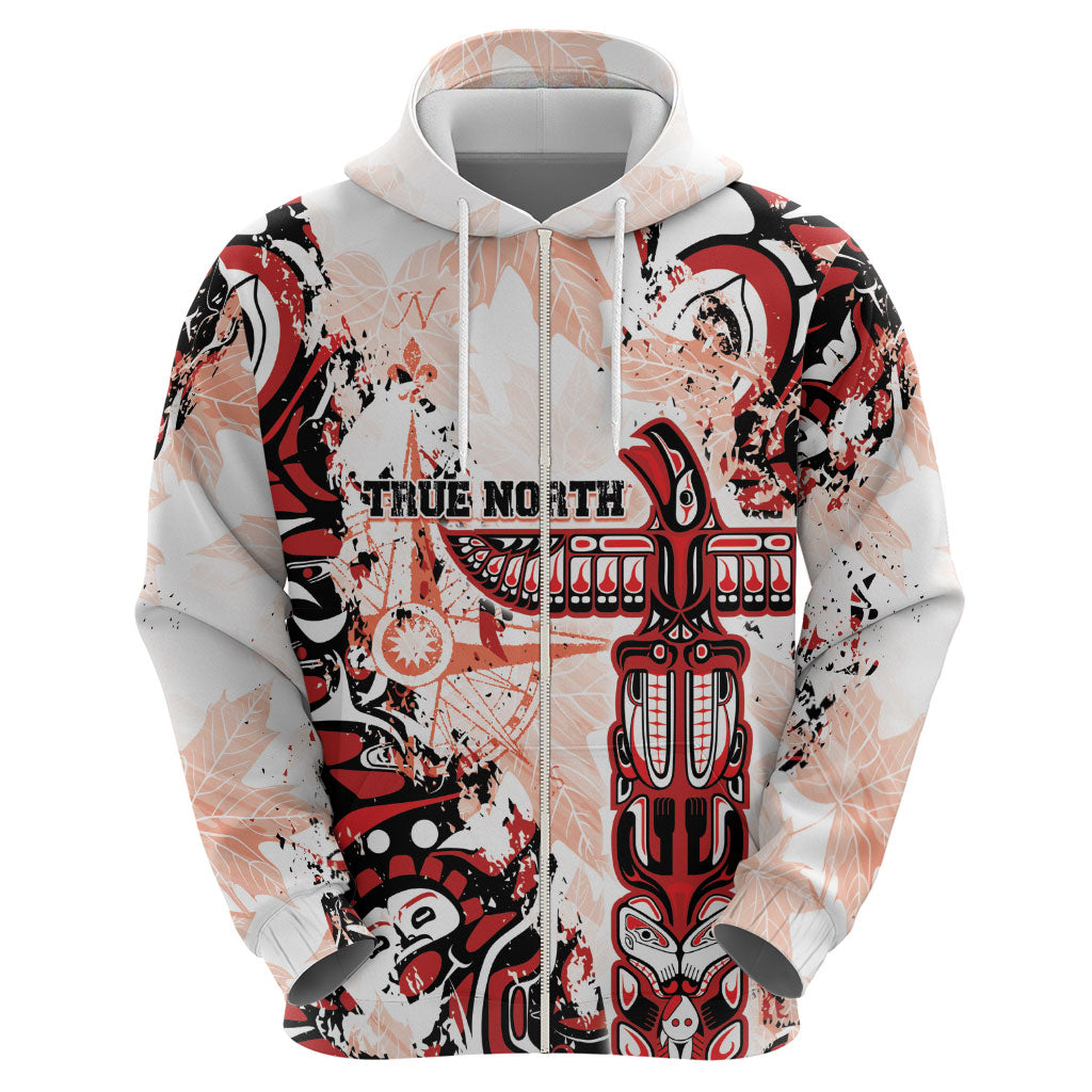 Canada Indigenous Haida Art Personalized Zip Hoodie True North