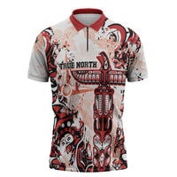 Canada Indigenous Haida Art Personalized Zipper Polo Shirt True North