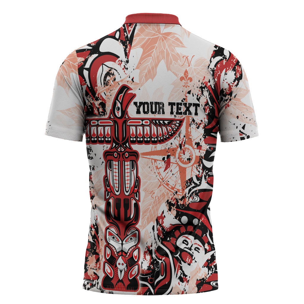 Canada Indigenous Haida Art Personalized Zipper Polo Shirt True North
