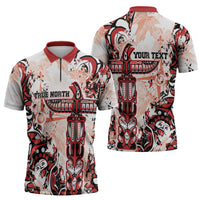 Canada Indigenous Haida Art Personalized Zipper Polo Shirt True North