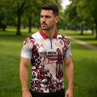 Canada Indigenous Haida Art Personalized Zipper Polo Shirt True North