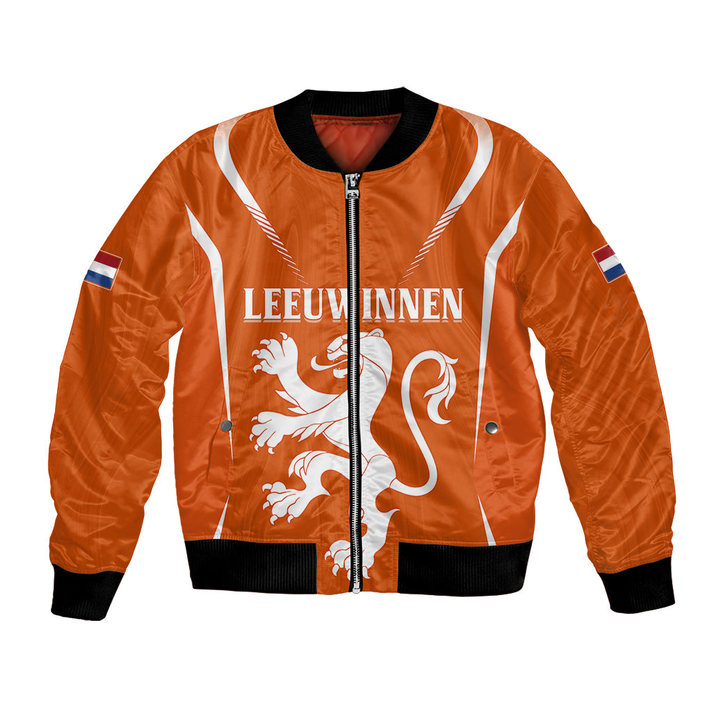 Personalised Netherlands Football Bomber Jacket Lionesses World Cup 2023 LT7 - Wonder Print Shop