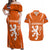 Personalised Netherlands Football Couples Matching Off Shoulder Maxi Dress and Hawaiian Shirt Lionesses World Cup 2023 LT7 - Wonder Print Shop