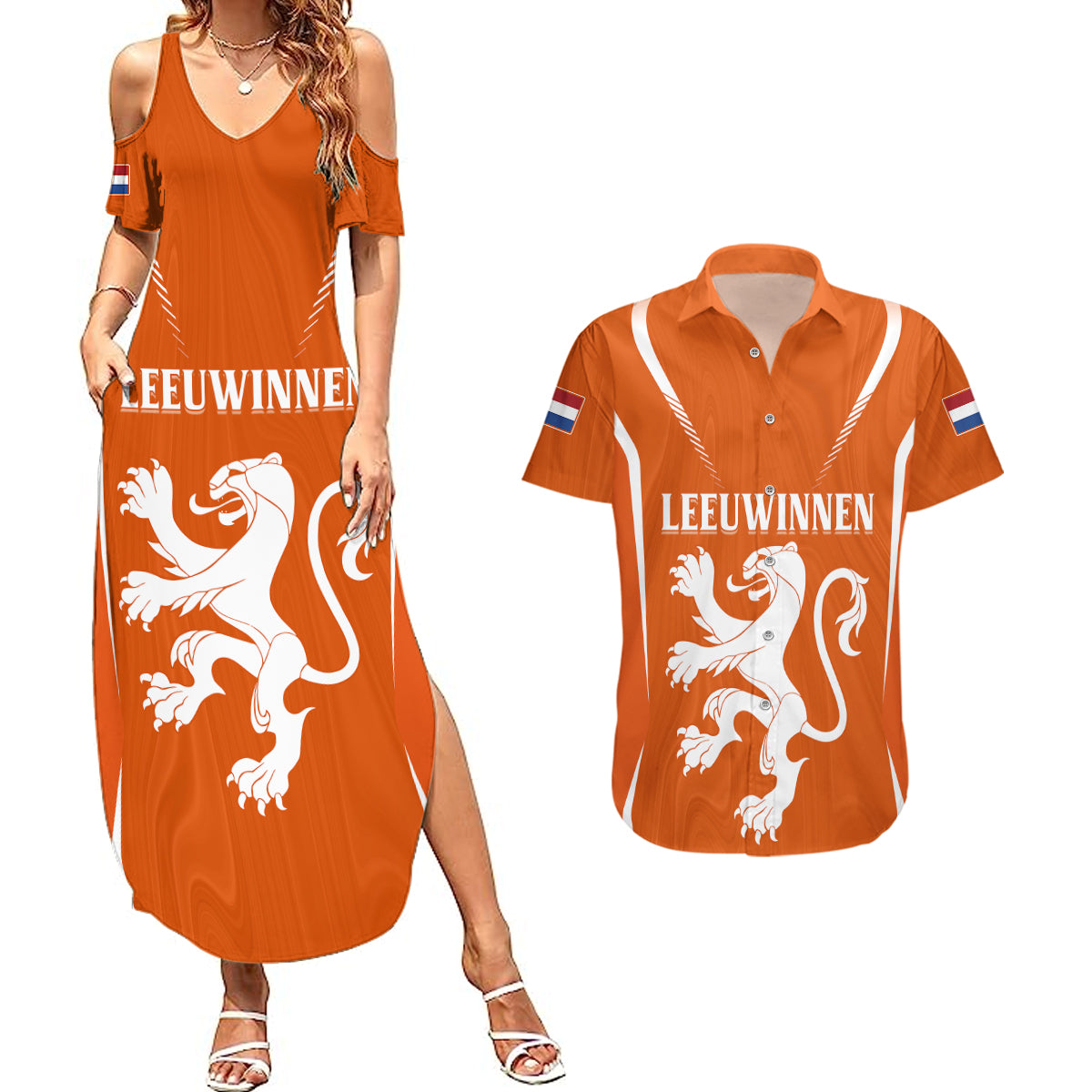 personalised-netherlands-football-couples-matching-summer-maxi-dress-and-hawaiian-shirt-lionesses-world-cup-2023