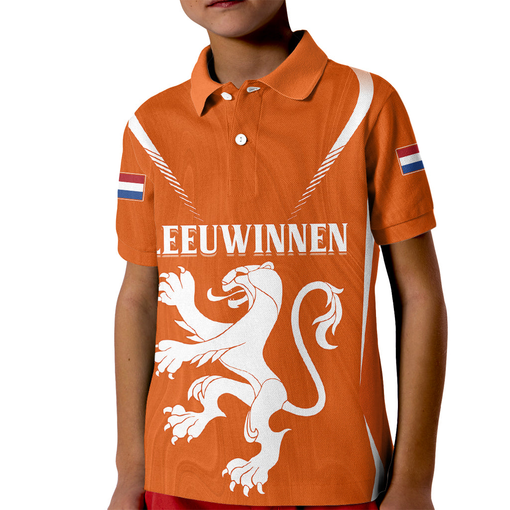 Personalised Netherlands Football Kid Polo Shirt Lionesses World Cup 2023 - Wonder Print Shop