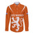 Personalised Netherlands Football Long Sleeve Button Shirt Lionesses World Cup 2023 - Wonder Print Shop