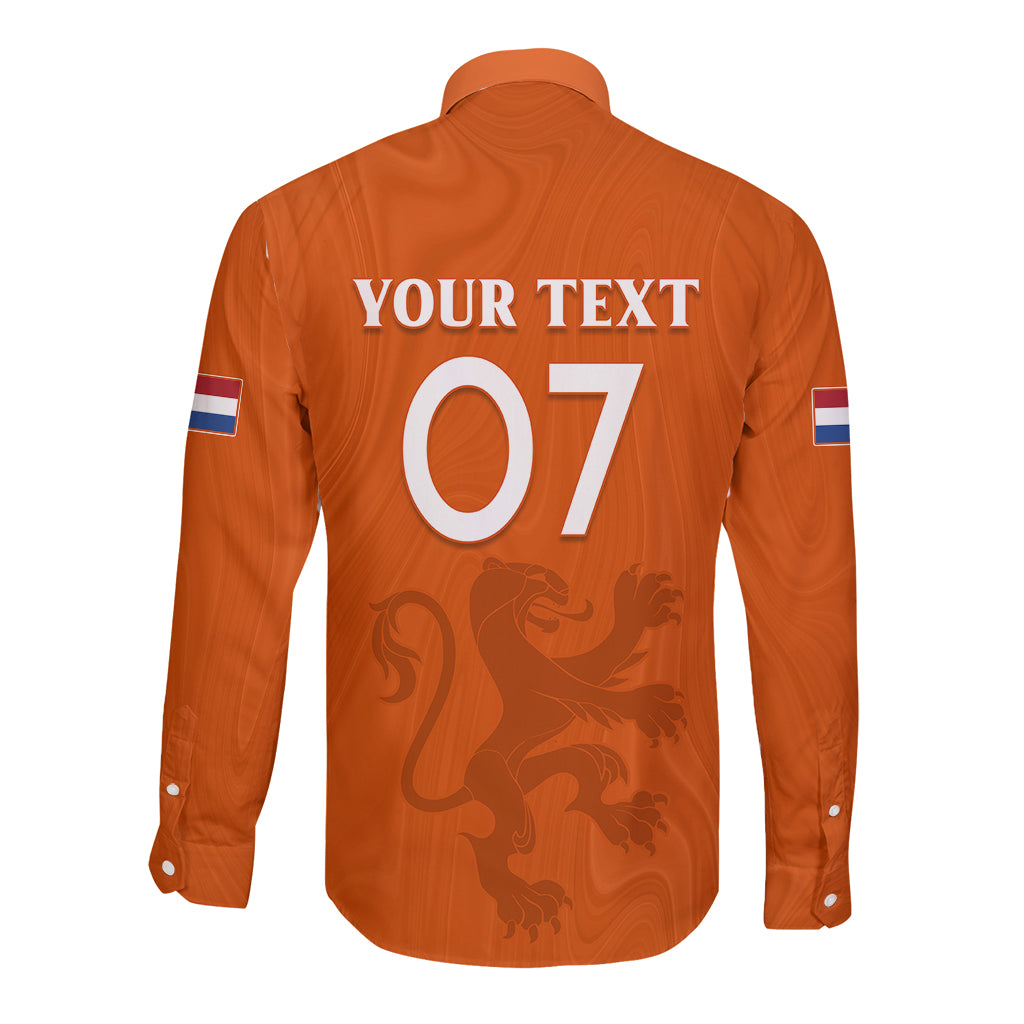 Personalised Netherlands Football Long Sleeve Button Shirt Lionesses World Cup 2023 - Wonder Print Shop