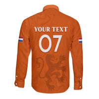 Personalised Netherlands Football Long Sleeve Button Shirt Lionesses World Cup 2023 - Wonder Print Shop