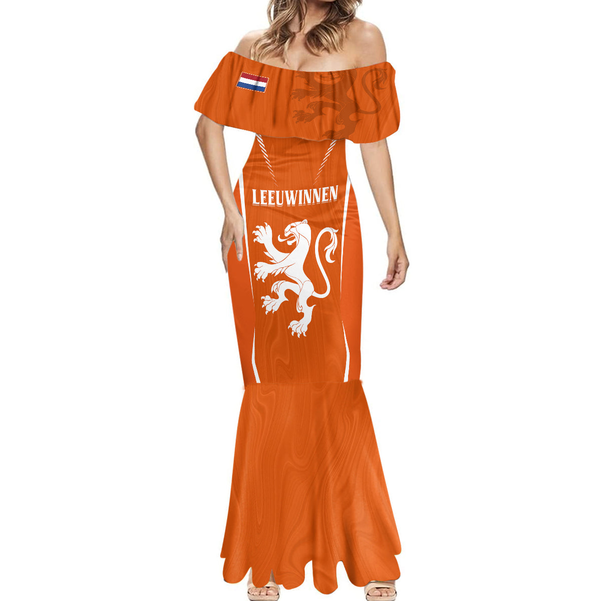 Personalised Netherlands Football Mermaid Dress Lionesses World Cup 2023 - Wonder Print Shop