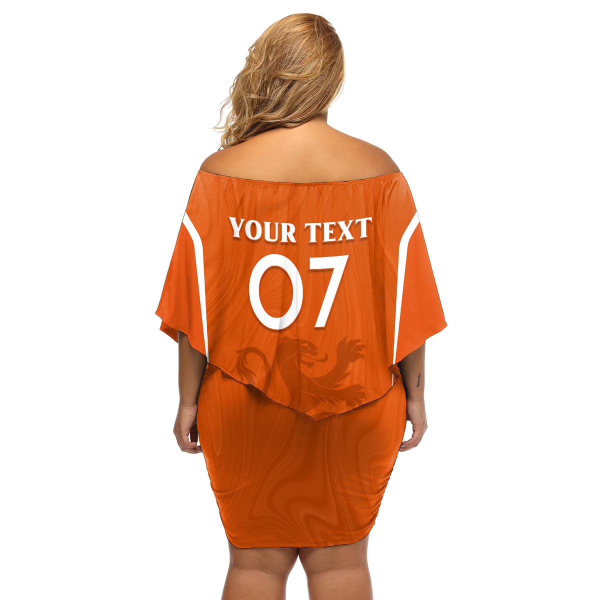 Personalised Netherlands Football Off Shoulder Short Dress Lionesses World Cup 2023 - Wonder Print Shop