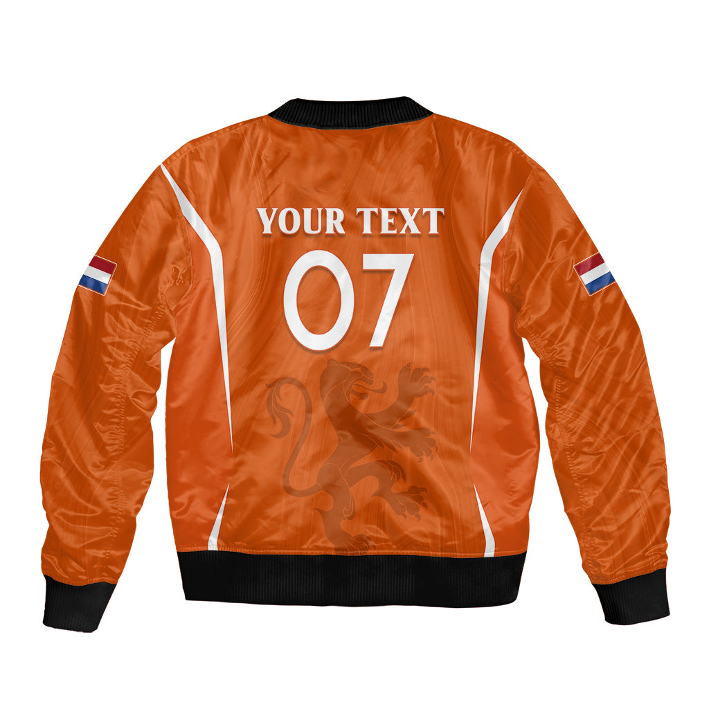 Personalised Netherlands Football Sleeve Zip Bomber Jacket Lionesses World Cup 2023 - Wonder Print Shop