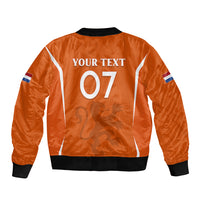 Personalised Netherlands Football Sleeve Zip Bomber Jacket Lionesses World Cup 2023 - Wonder Print Shop