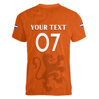 Personalised Netherlands Football Women V Neck T Shirt Lionesses World Cup 2023 - Wonder Print Shop