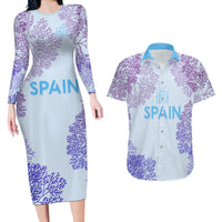 Personalised Spain Football Couples Matching Long Sleeve Bodycon Dress and Hawaiian Shirt Coral Reef Jersey Replica Inspired LT7 - Wonder Print Shop