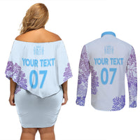 Personalised Spain Football Couples Matching Off Shoulder Short Dress and Long Sleeve Button Shirts Coral Reef Jersey Replica Inspired LT7 - Wonder Print Shop