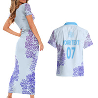 Personalised Spain Football Couples Matching Short Sleeve Bodycon Dress and Hawaiian Shirt Coral Reef Jersey Replica Inspired LT7 - Wonder Print Shop