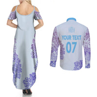 Personalised Spain Football Couples Matching Summer Maxi Dress and Long Sleeve Button Shirts Coral Reef Jersey Replica Inspired LT7 - Wonder Print Shop