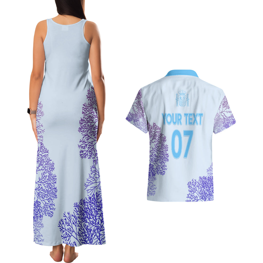 Personalised Spain Football Couples Matching Tank Maxi Dress and Hawaiian Shirt Coral Reef Jersey Replica Inspired LT7 - Wonder Print Shop