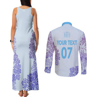 Personalised Spain Football Couples Matching Tank Maxi Dress and Long Sleeve Button Shirts Coral Reef Jersey Replica Inspired LT7 - Wonder Print Shop